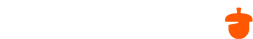Nutshell logo in white with an orange acorn and grey background